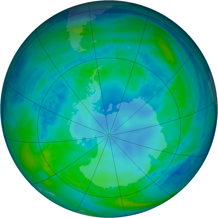 Antarctic ozone map for 14 May 2003
